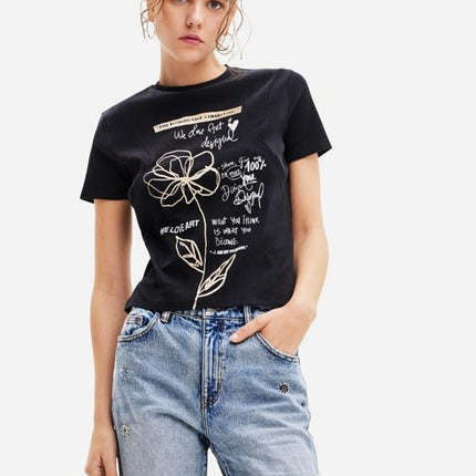 Desigual Black & Tan Flower Tee
