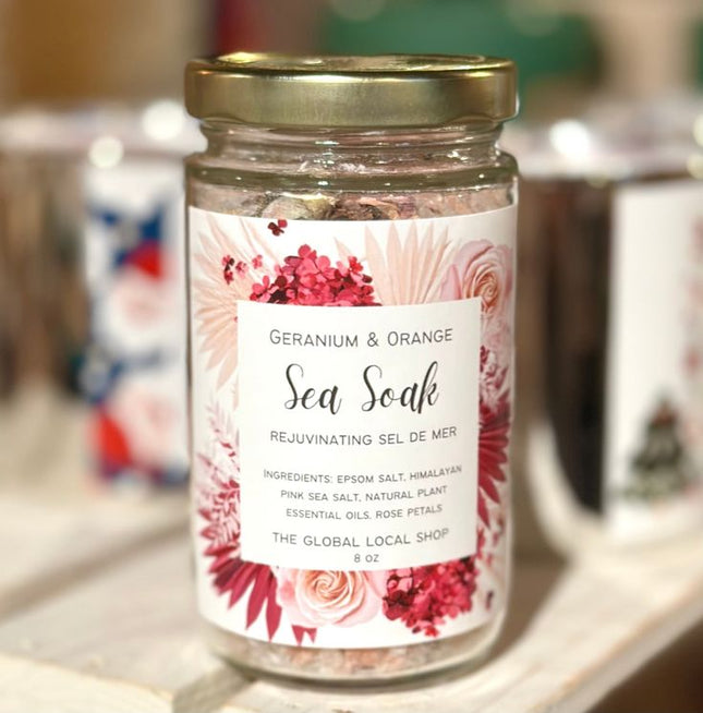 Handcrafted Sea Salts – Rose & Geranium or Volcanic Bloom
