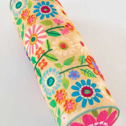 Tufted Bolster Pillow - Folk Floral