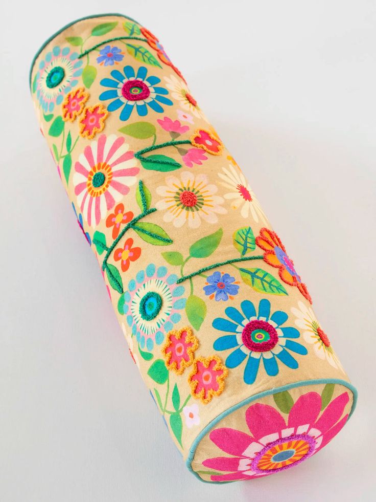 Tufted Bolster Pillow - Folk Floral