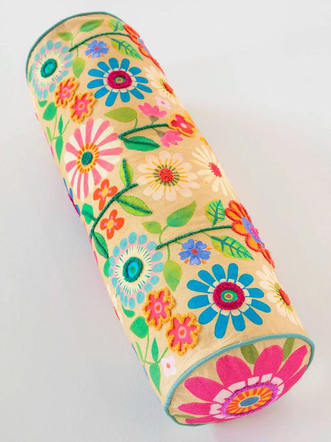 Tufted Bolster Pillow - Folk Floral