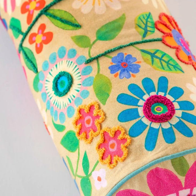 Tufted Bolster Pillow - Folk Floral