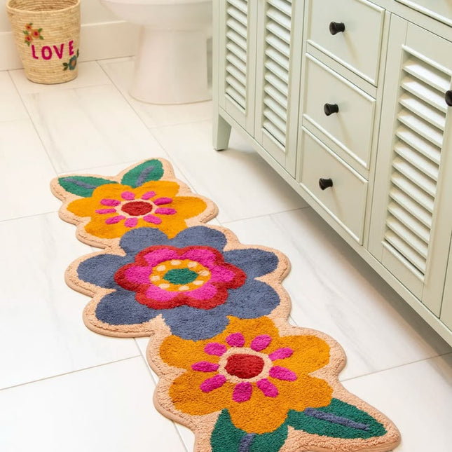 Tufted Runner Bath Mat - Folk Flower