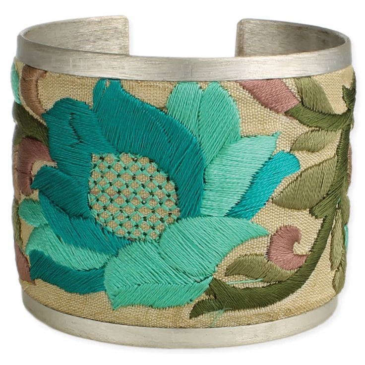 🌸 Embroidered Elegance Flower Cuff