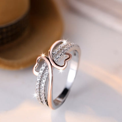 Two-Tone Double Heart Infinity Ring | Rose Gold & 18k Gold