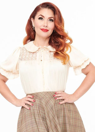 Unique Vintage ~ Ivory Lace Blouse
