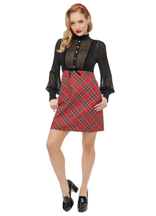 Unique Vintage ~ Red Plaid A-Lind Dress