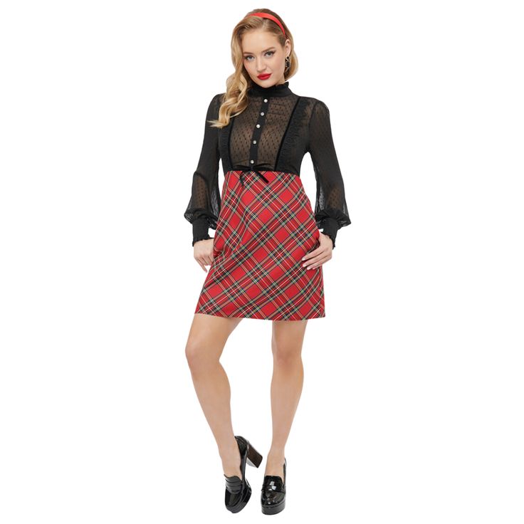 Unique Vintage ~ Red Plaid A-Lind Dress