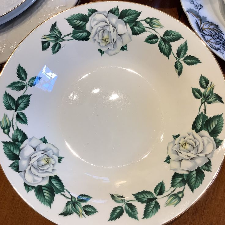 Vintage China ~ White Rose Soup Bowl