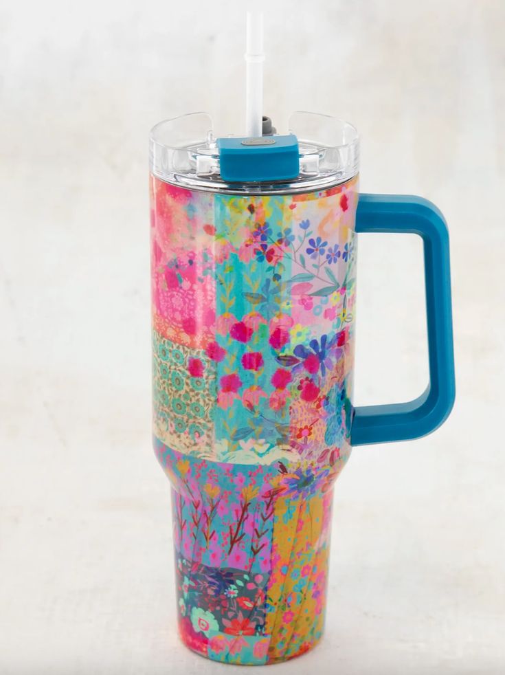 Watercolor Patchwork Handle Tumbler
