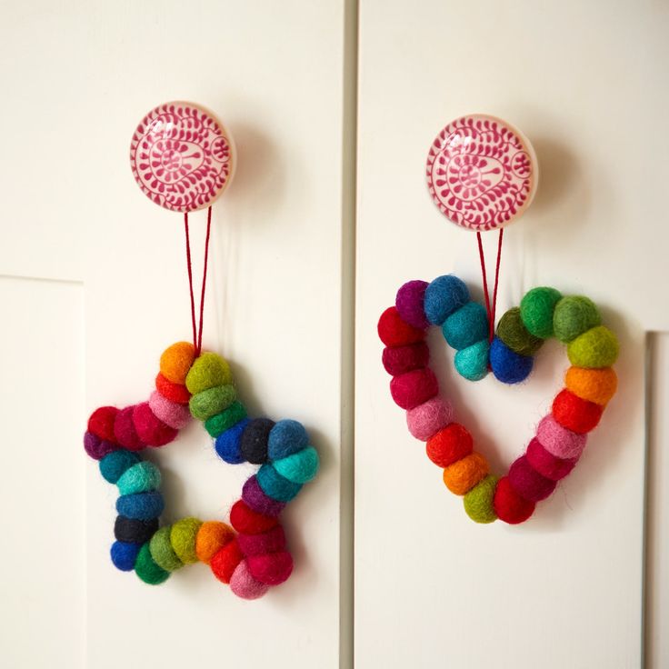 Felted Wool Pom Pom Ornaments