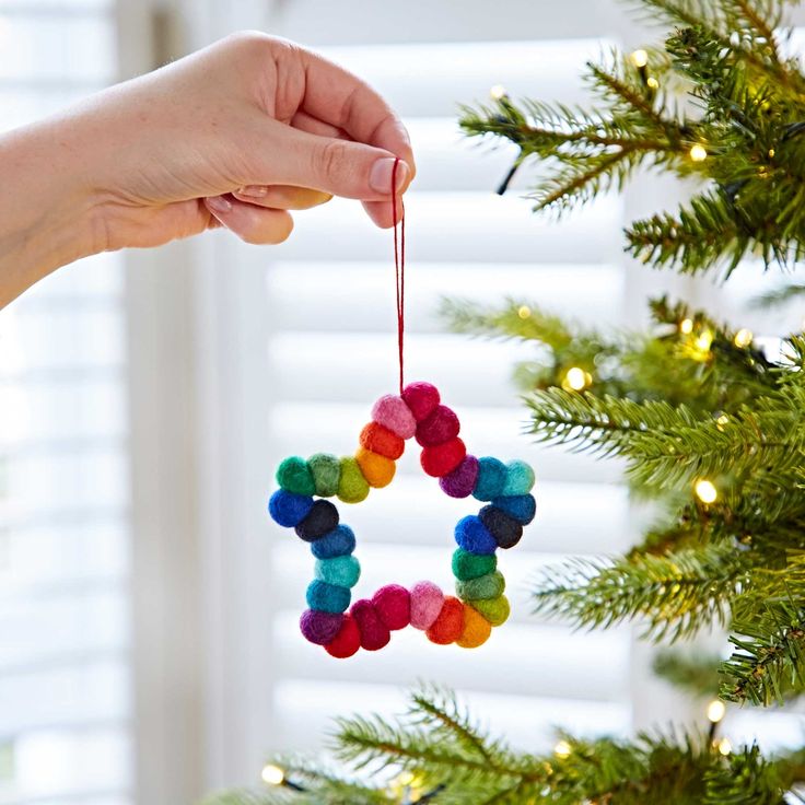 Felted Wool Pom Pom Ornaments