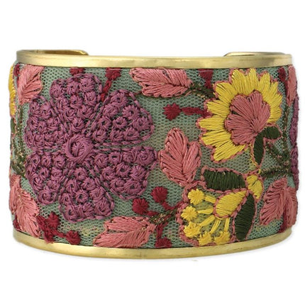 🌸 Embroidered Elegance Flower Cuff