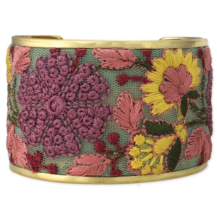 🌸 Embroidered Elegance Flower Cuff