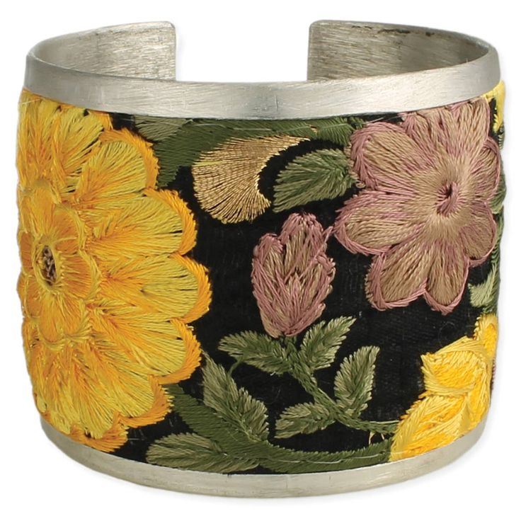 🌸 Embroidered Elegance Flower Cuff