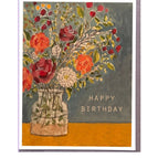 Happy Birthday Flowers on Yellow