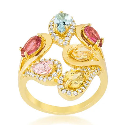 Kaleidoscope Cocktail Ring ~ 18K Gold Plated