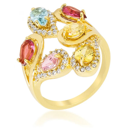 Kaleidoscope Cocktail Ring ~ 18K Gold Plated